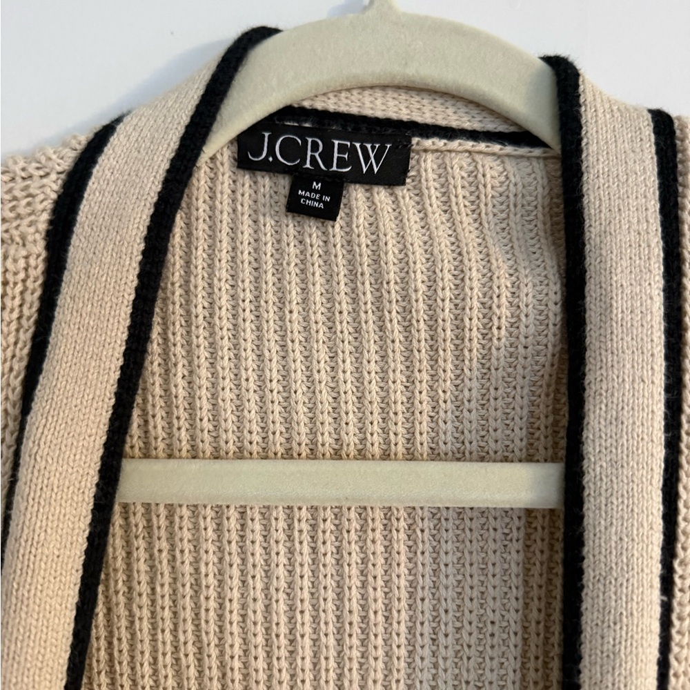 J. Crew Cream Cardigan with Black Trim - Picture 2 of 2